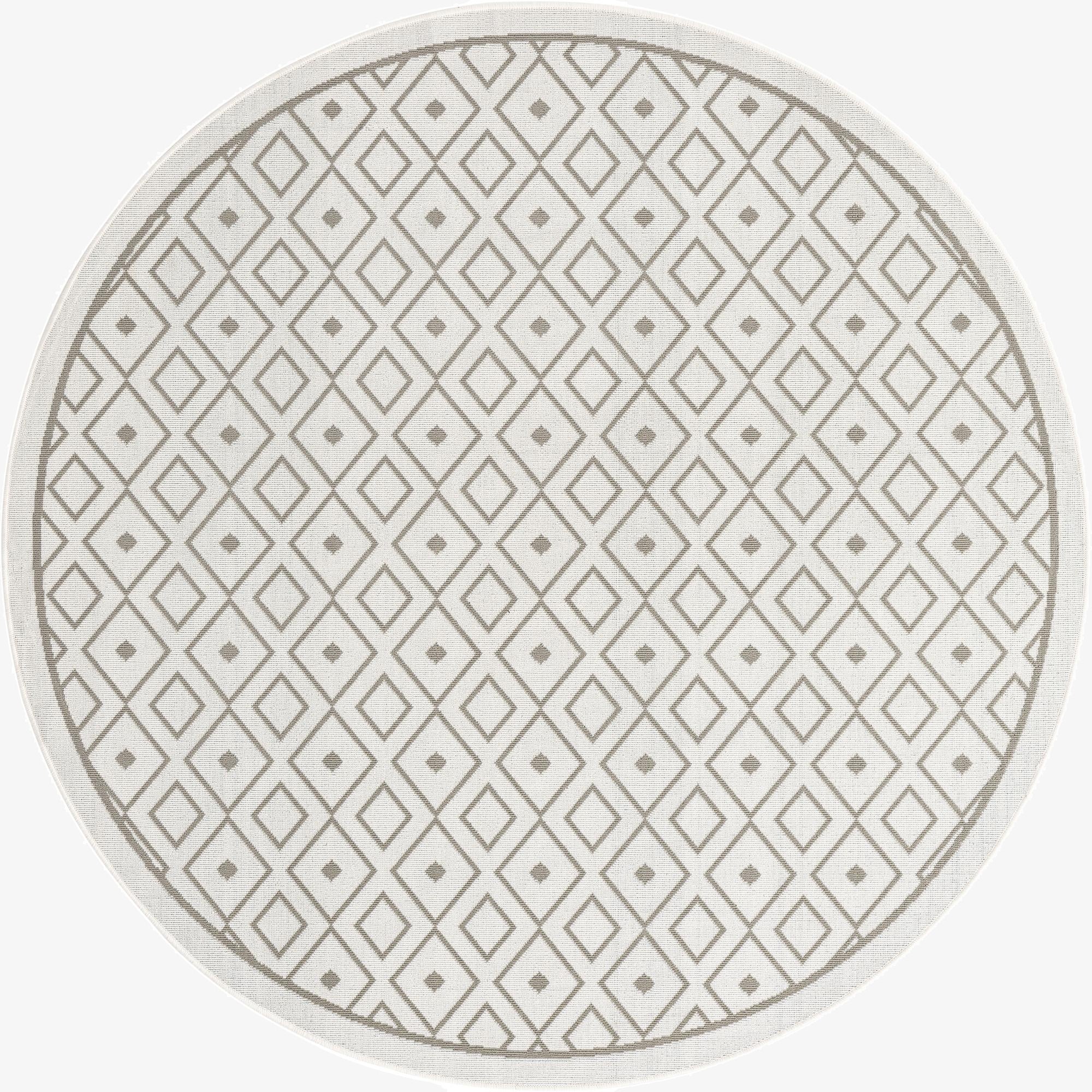  7' x 7'  Washable Lattice Indoor / Outdoor Round Rug