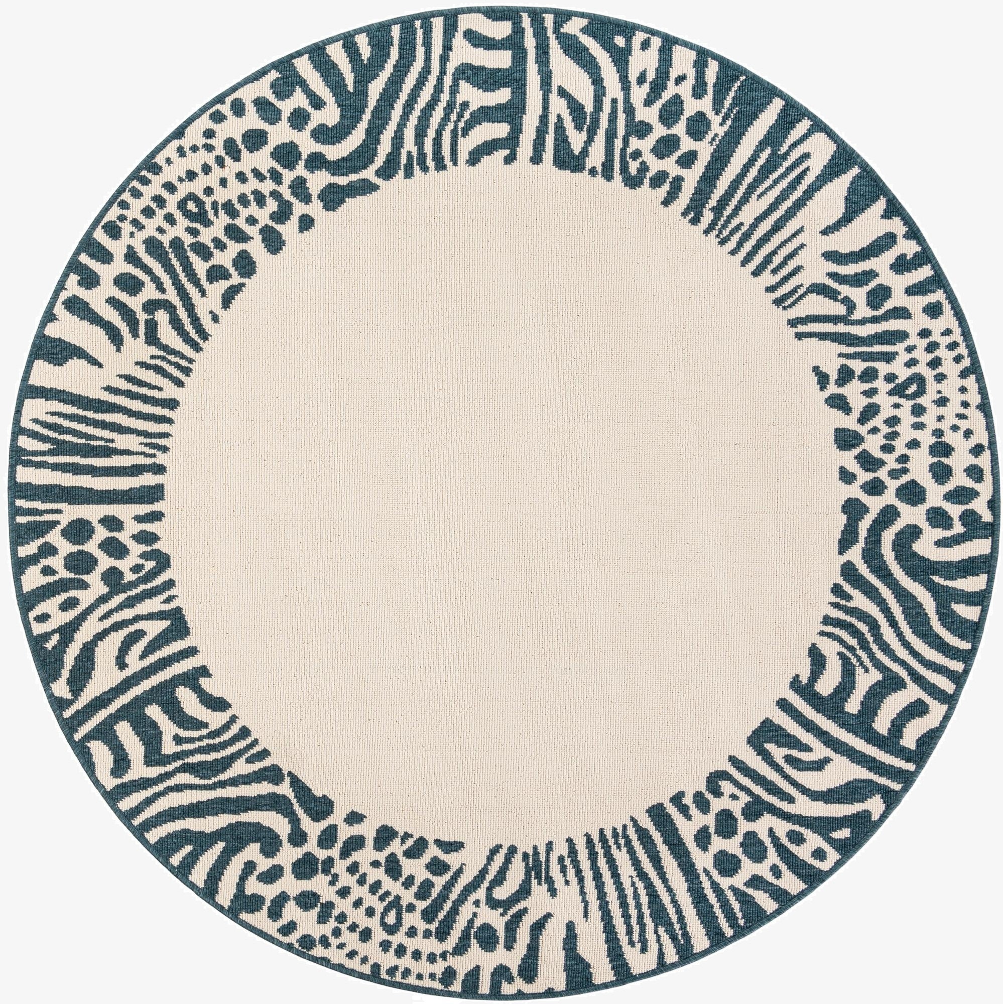  5' x 5'  Washable Safari Indoor / Outdoor Round Rug