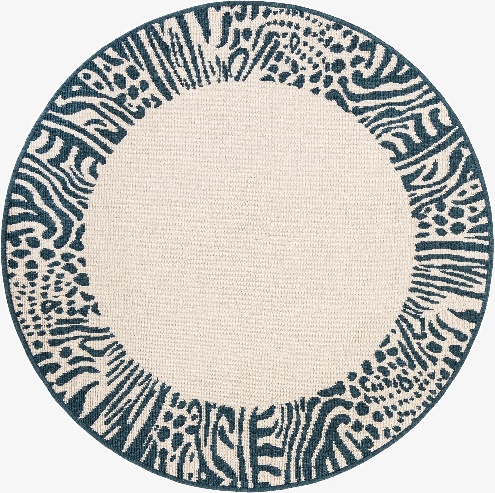  4' x 4'  Washable Safari Indoor / Outdoor Round Rug