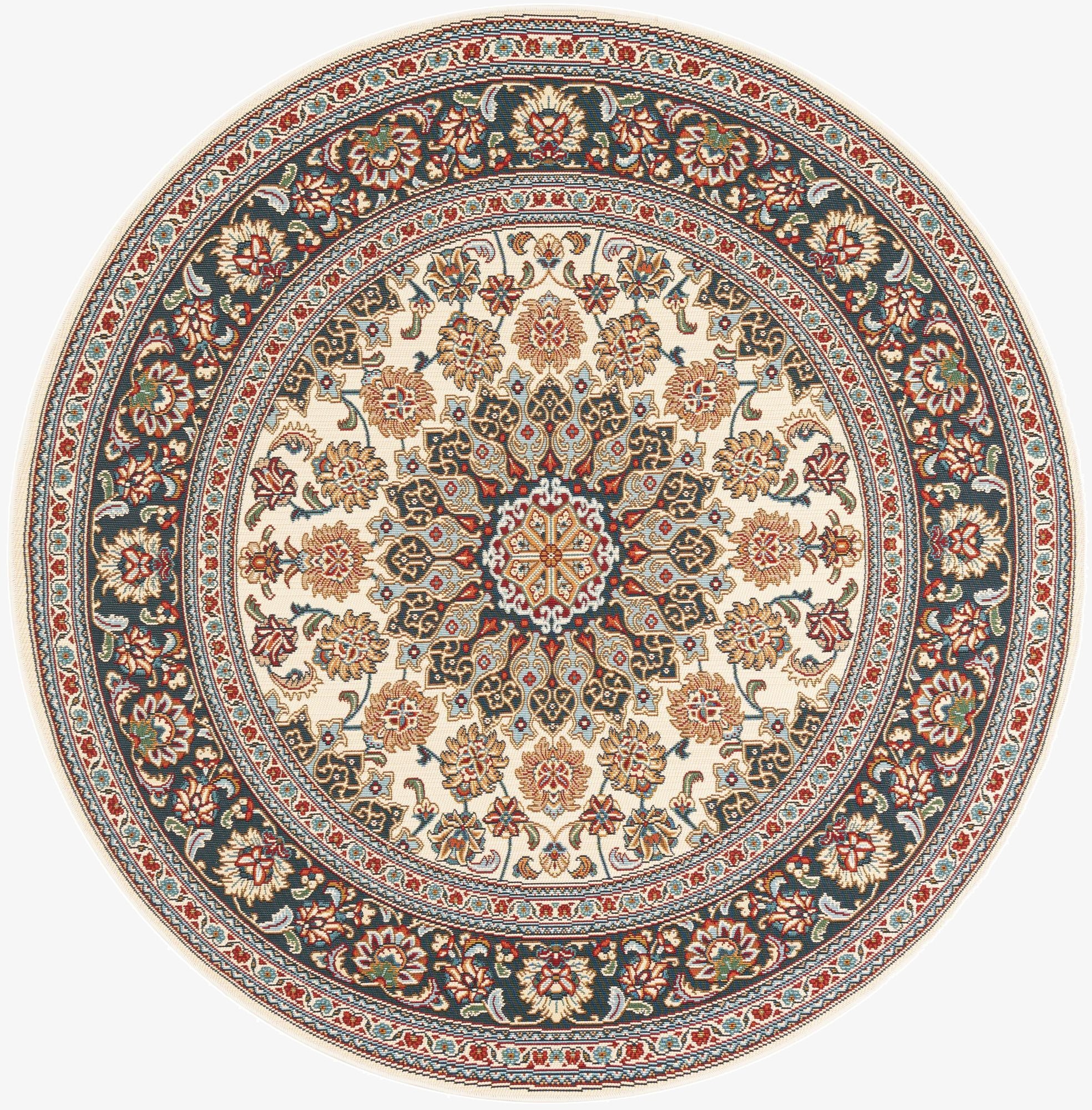  6' 1 x 6' 1  Washable Traditional Indoor / Outdoor Round Rug