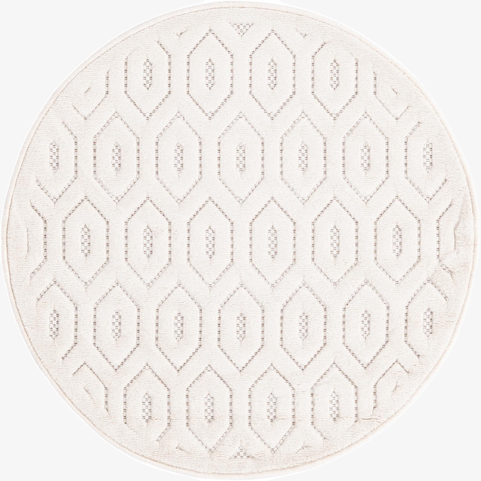  3' x 3'  Washable Trellis Textured Indoor / Outdoor Round Rug