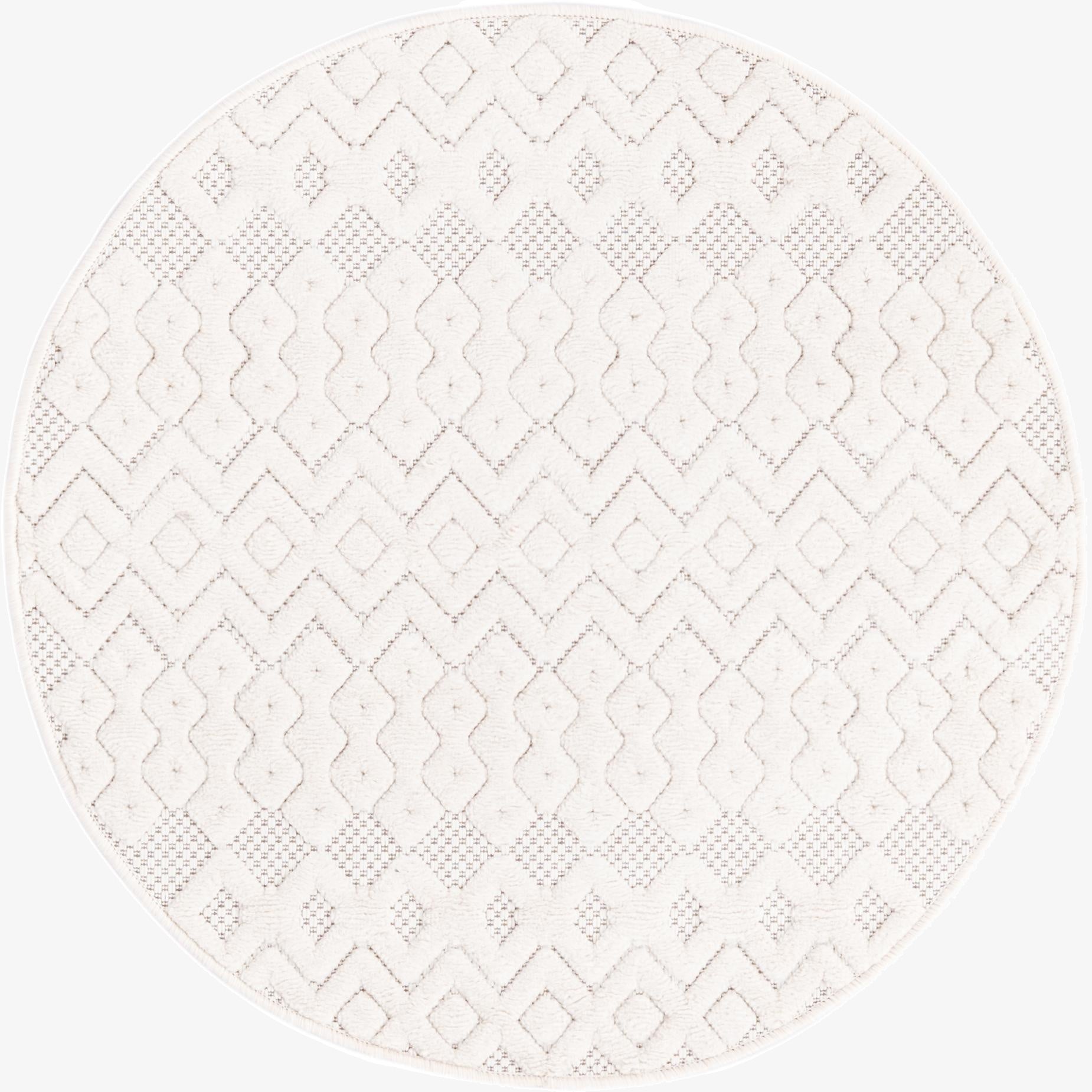  3' x 3'  Washable Trellis Textured Indoor / Outdoor Round Rug