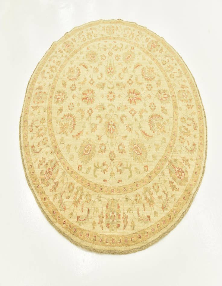 Detail image of  6' 7 x 6' 8  Hand Knotted Peshawar Ziegler Round Rug