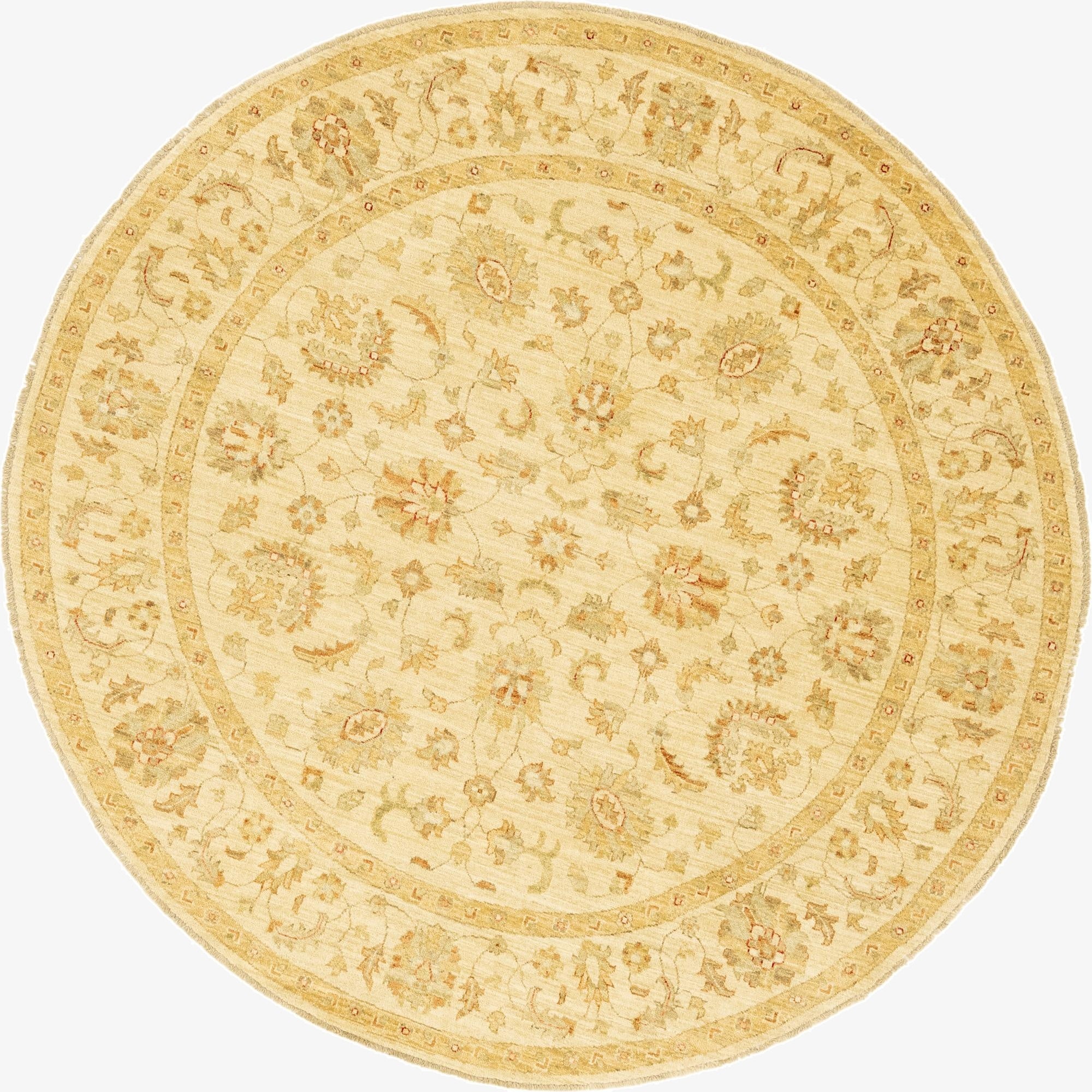  6' 7 x 6' 8  Hand Knotted Peshawar Ziegler Round Rug