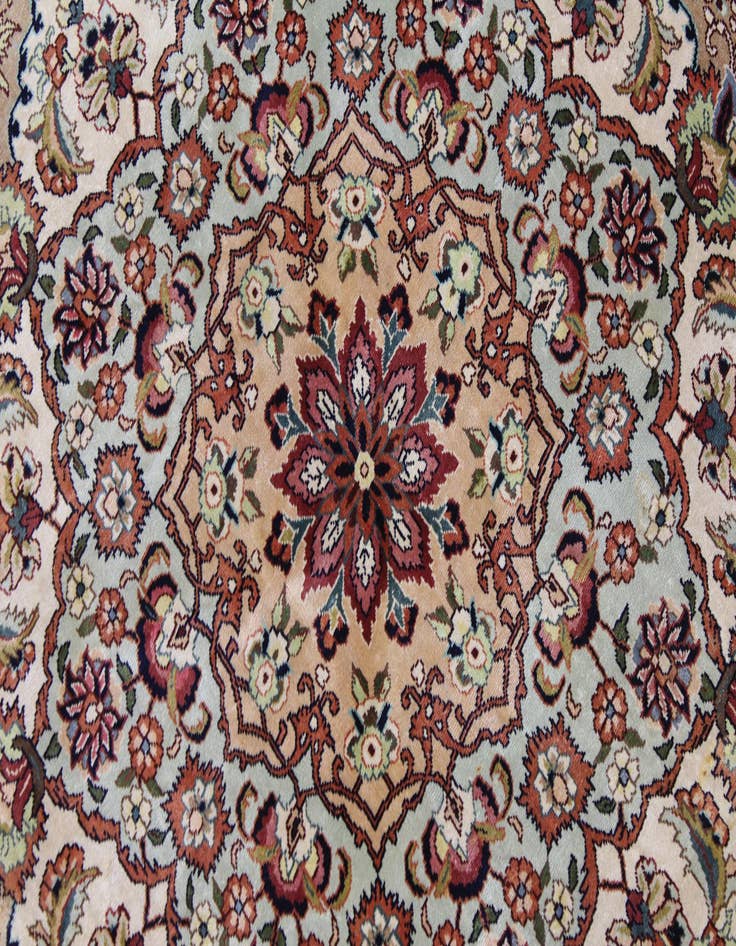 Detail image of  8' 2 x 8' 2  Hand Knotted Qom Persian Round Rug