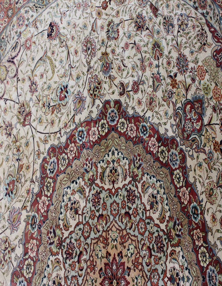 Detail image of  8' 2 x 8' 2  Hand Knotted Qom Persian Round Rug