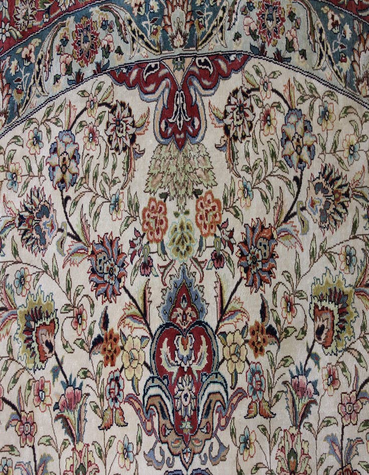 Detail image of  8' 2 x 8' 2  Hand Knotted Qom Persian Round Rug