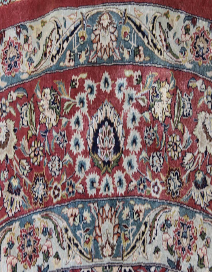 Detail image of  8' 2 x 8' 2  Hand Knotted Qom Persian Round Rug
