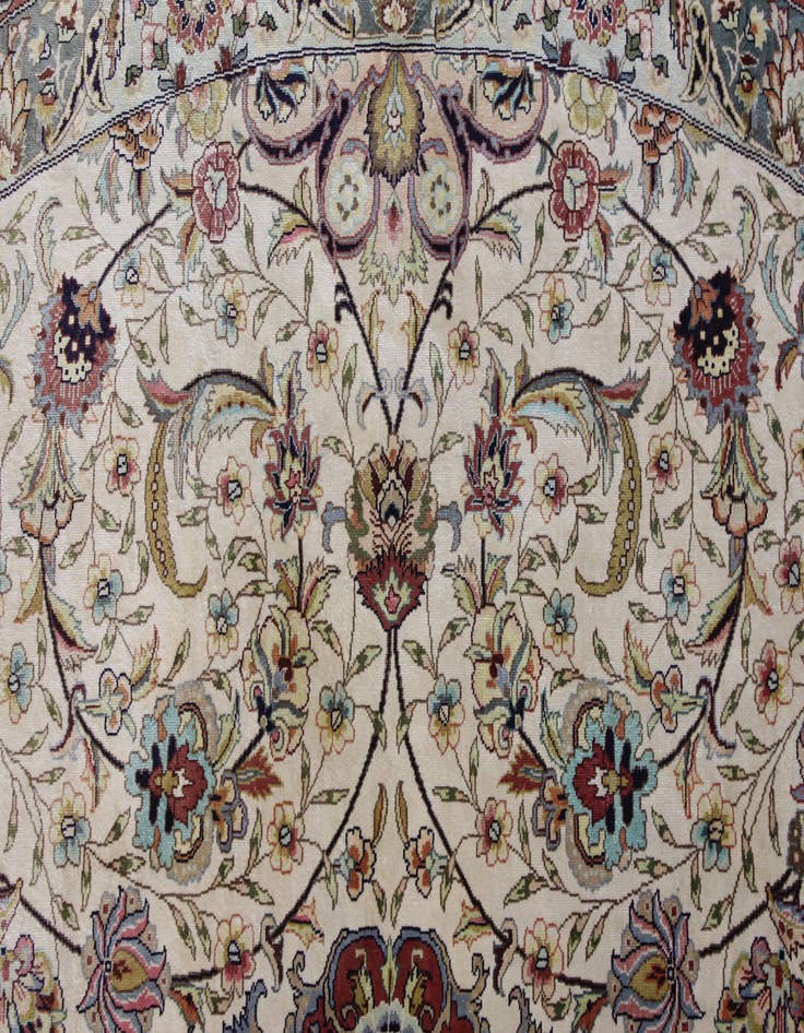 Detail image of  8' 2 x 8' 2  Hand Knotted Qom Persian Round Rug