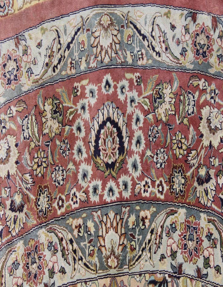 Detail image of  8' 2 x 8' 2  Hand Knotted Qom Persian Round Rug