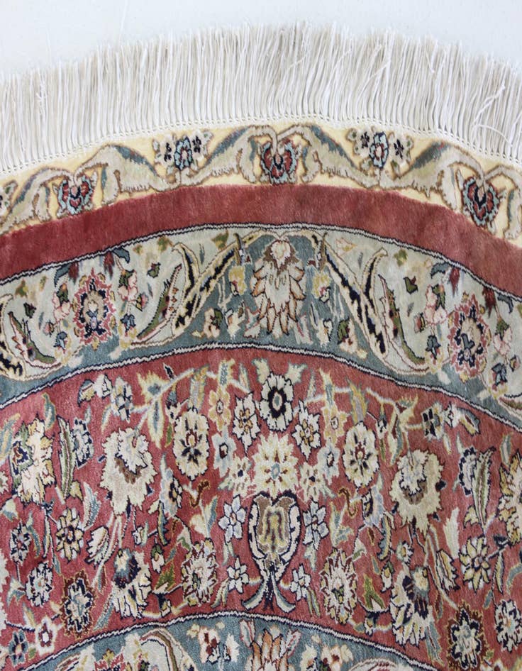 Detail image of  8' 2 x 8' 2  Hand Knotted Qom Persian Round Rug