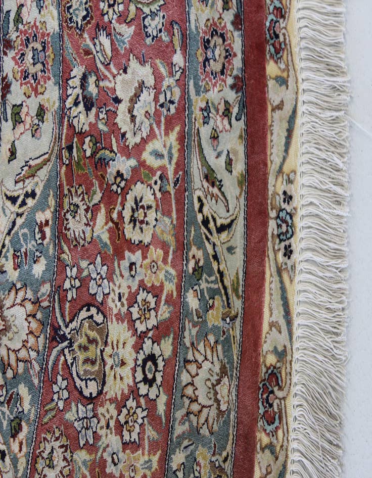 Detail image of  8' 2 x 8' 2  Hand Knotted Qom Persian Round Rug