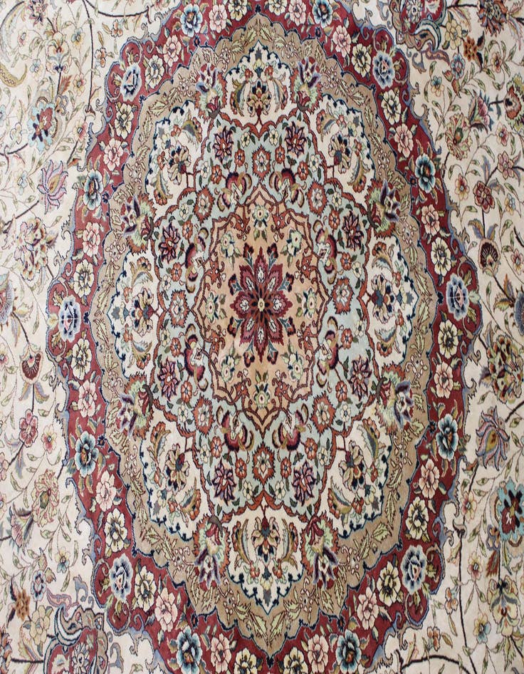 Detail image of  8' 2 x 8' 2  Hand Knotted Qom Persian Round Rug