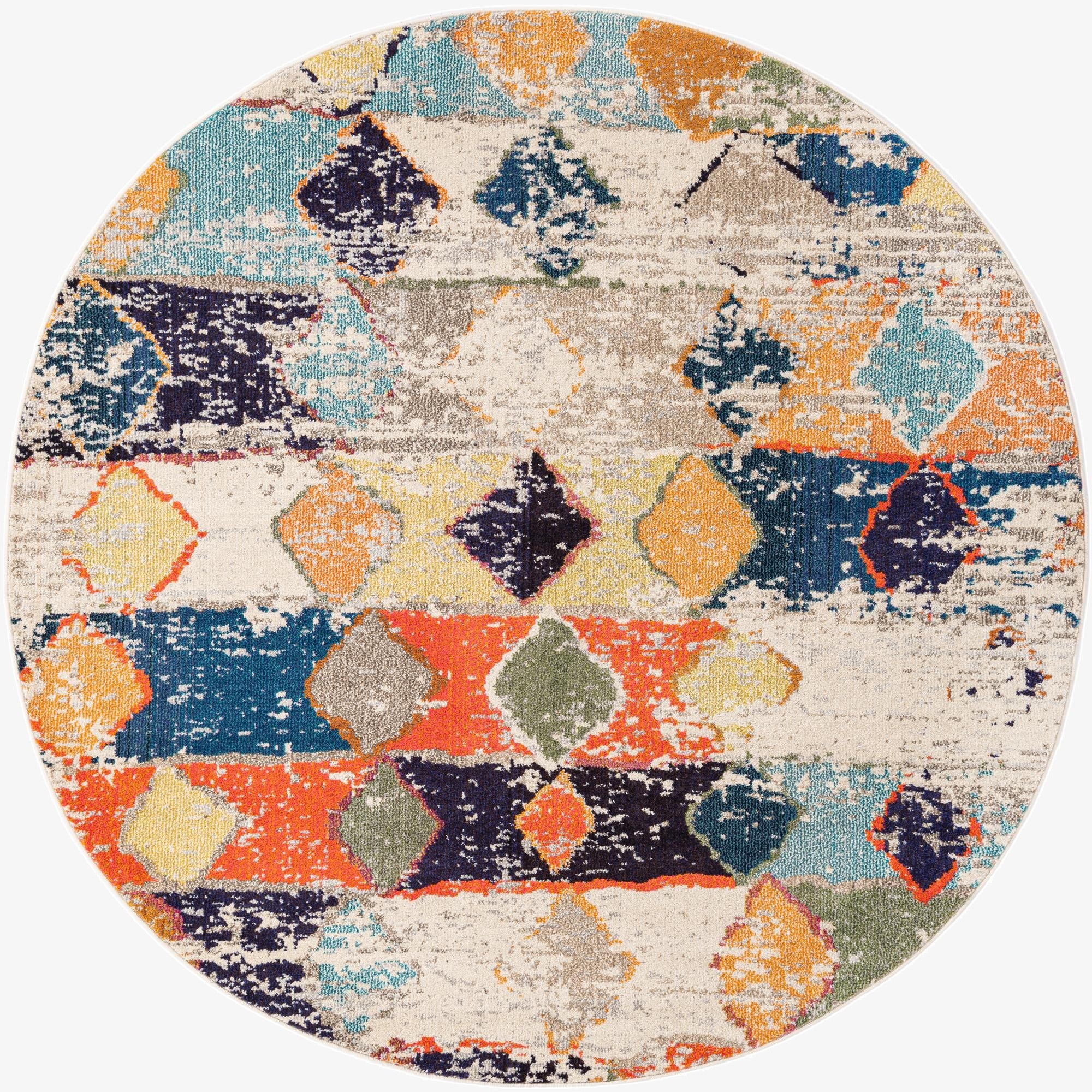  7' x 7'  Washable Vivid Round Rug