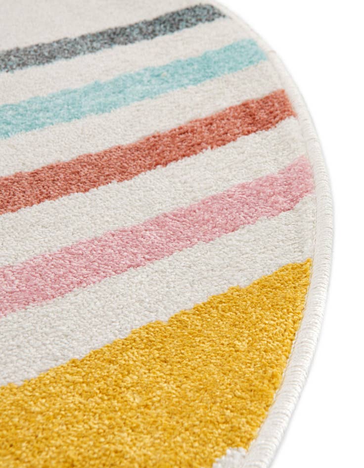 Detail image of  7' 10 x 7' 10 Rainbow Whimsy Kids Round Rug