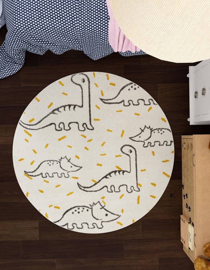 Detail image of  7' 10 x 7' 10 Dinosaur Whimsy Kids Round Rug