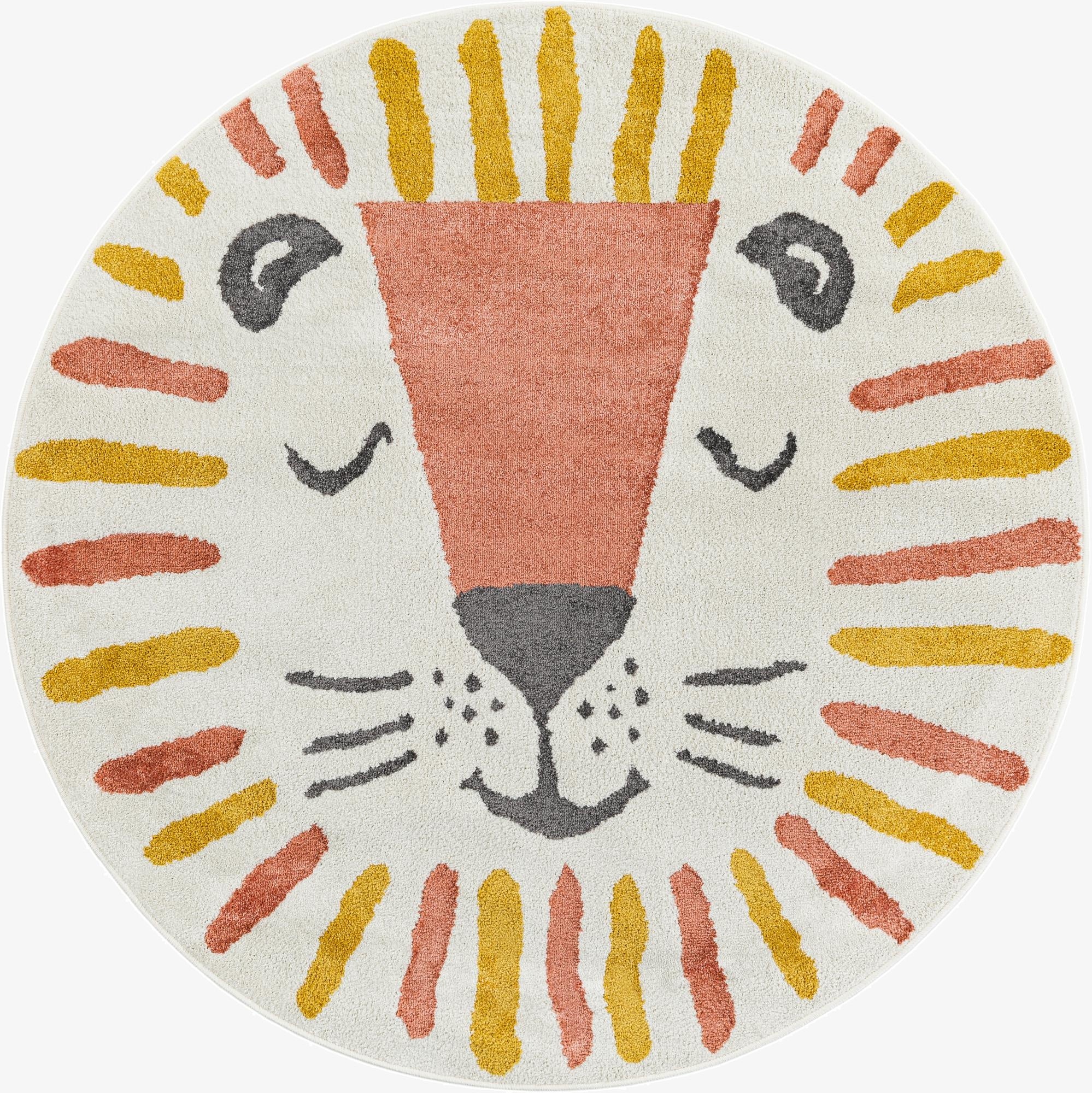  5' 1 x 5' 1 Lion Whimsy Kids Round Rug