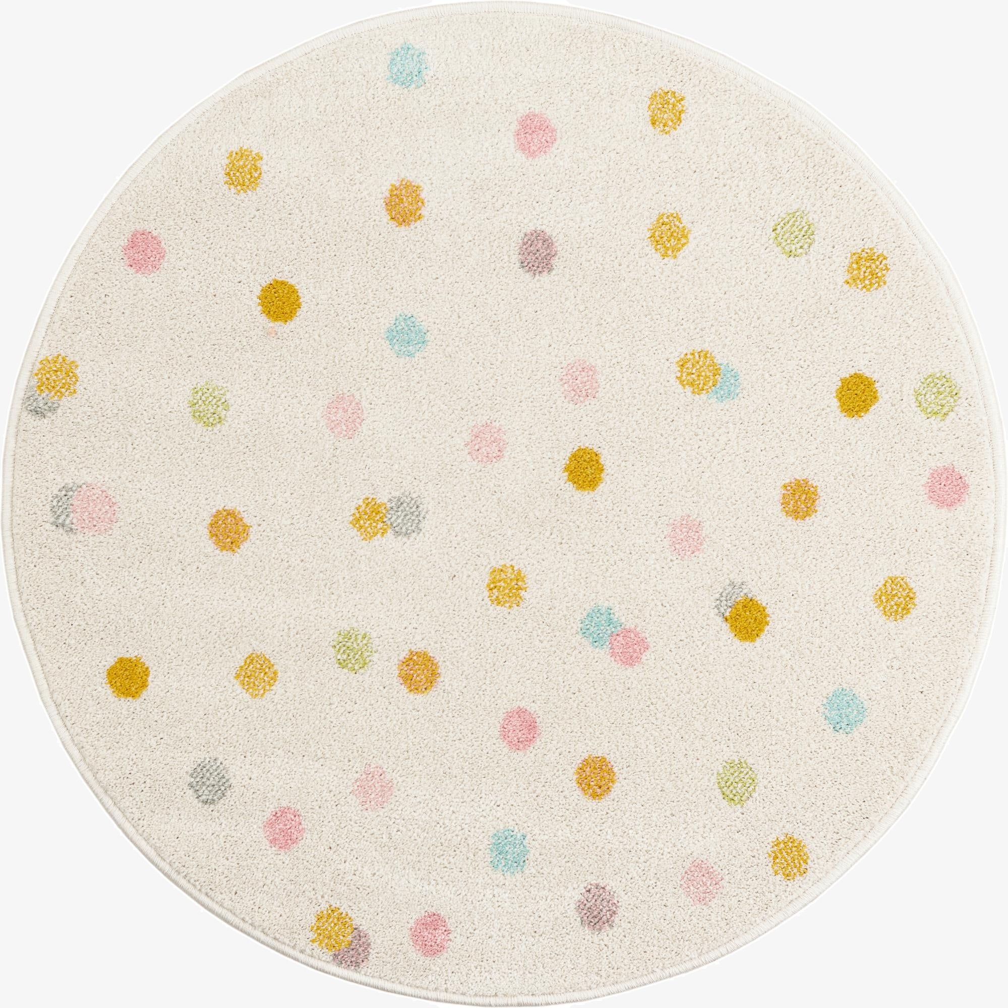  3' 3 x 3' 3 Polka Dot Whimsy Kids Round Rug