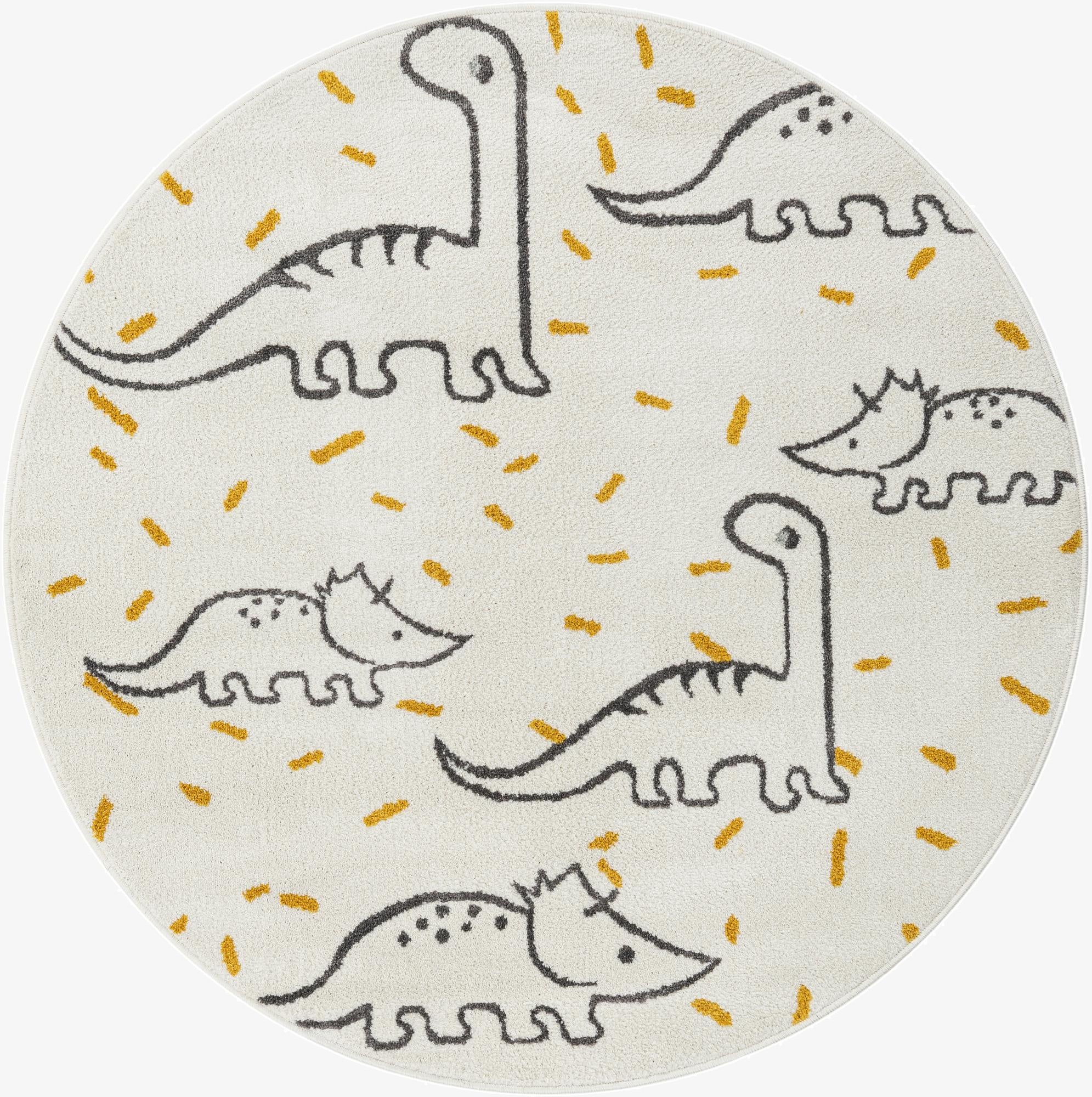  5' 1 x 5' 1 Dinosaur Whimsy Kids Round Rug