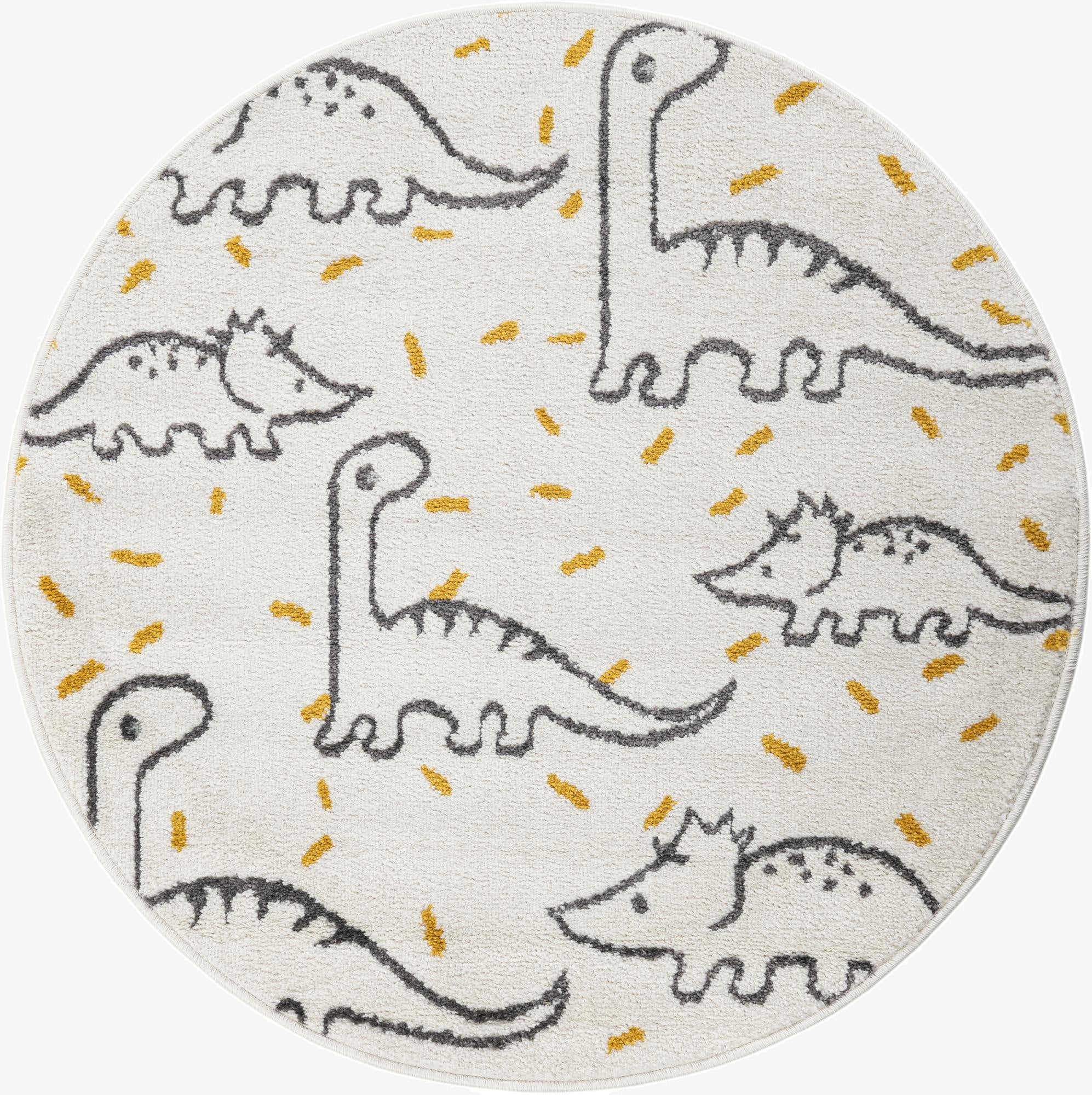  3' 3 x 3' 3 Dinosaur Whimsy Kids Round Rug