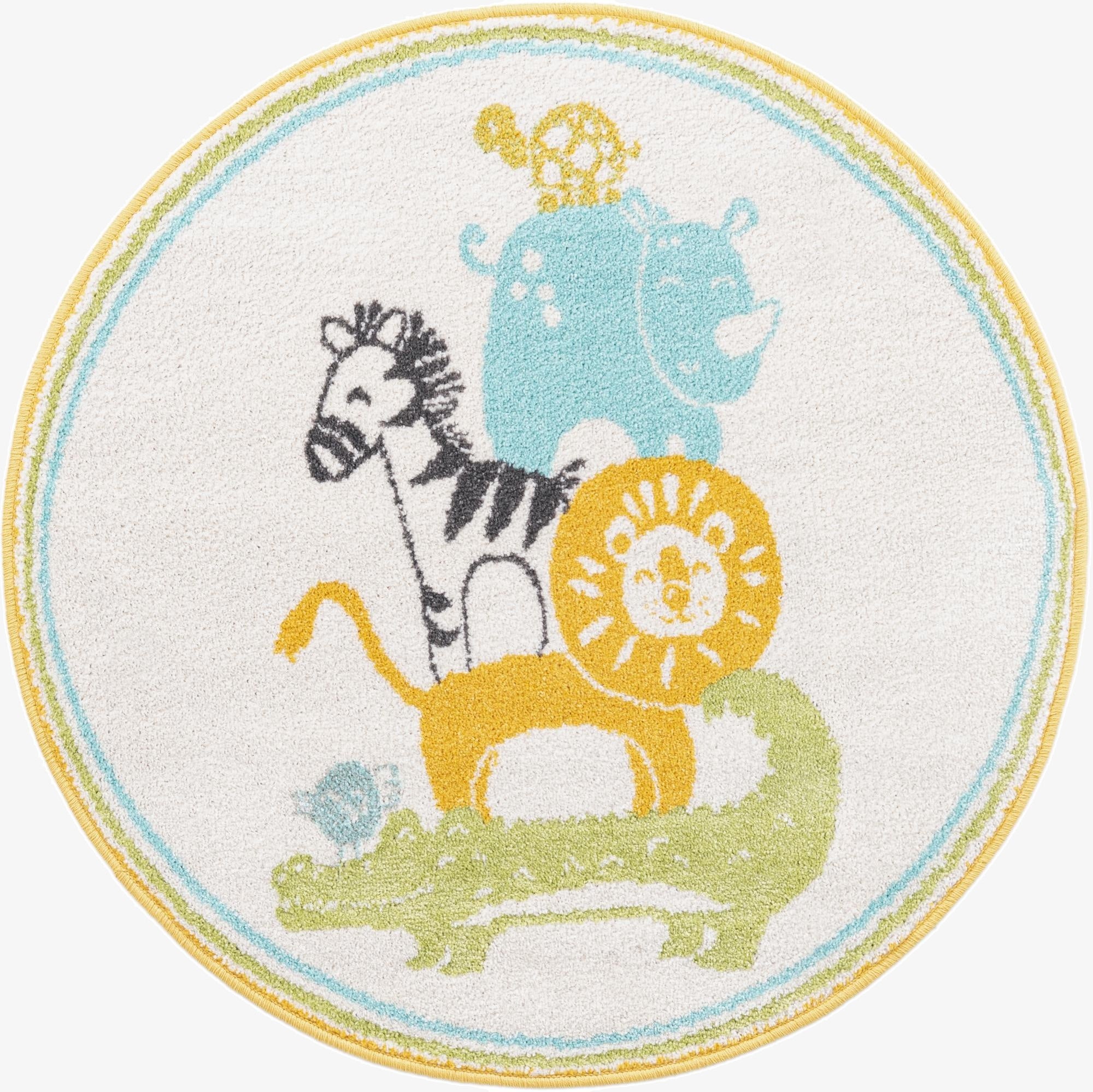 3' 3 x 3' 3 Animals Whimsy Kids Round Rug