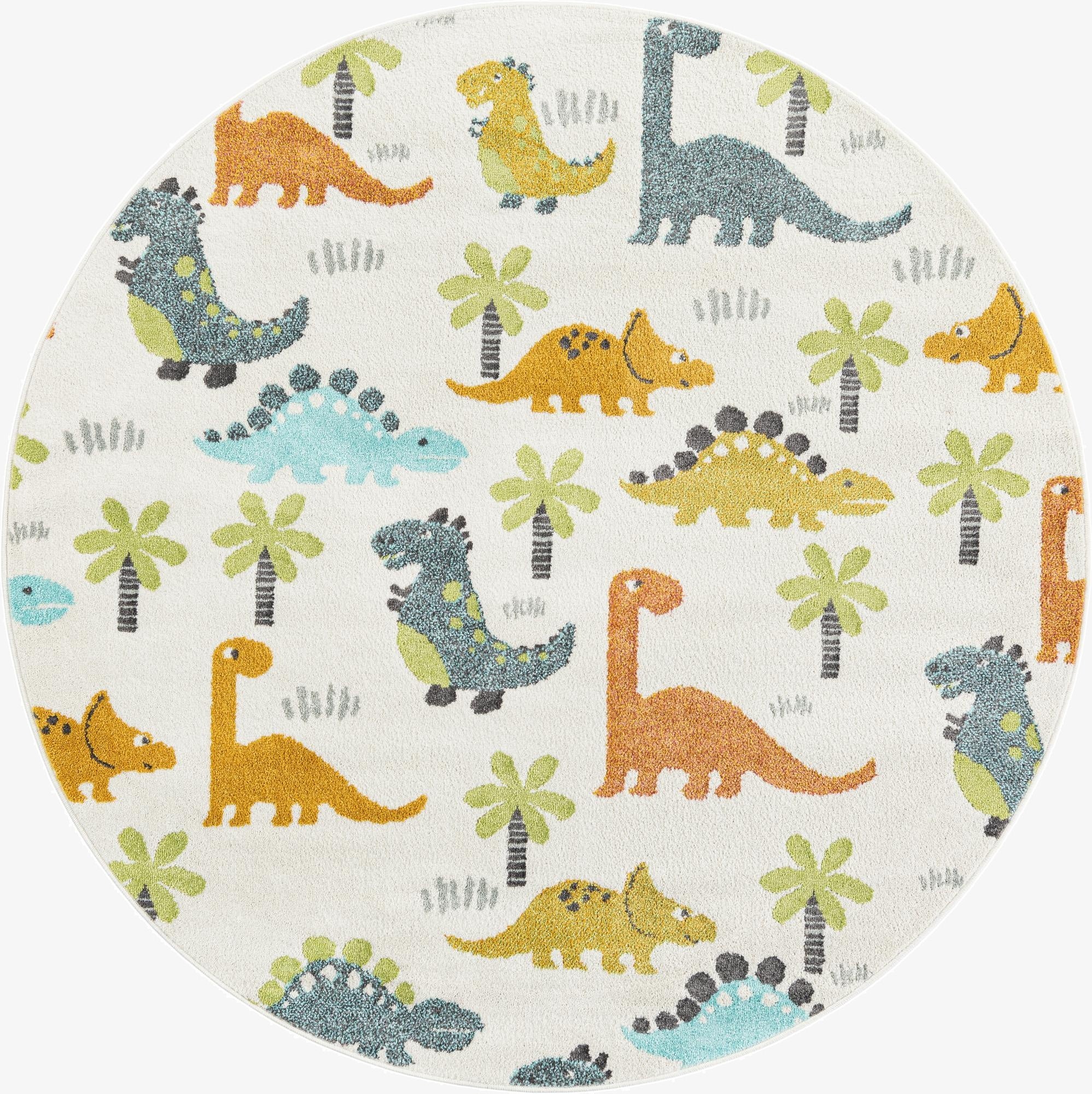  6' 1 x 6' 1 Dinosaur Whimsy Kids Round Rug