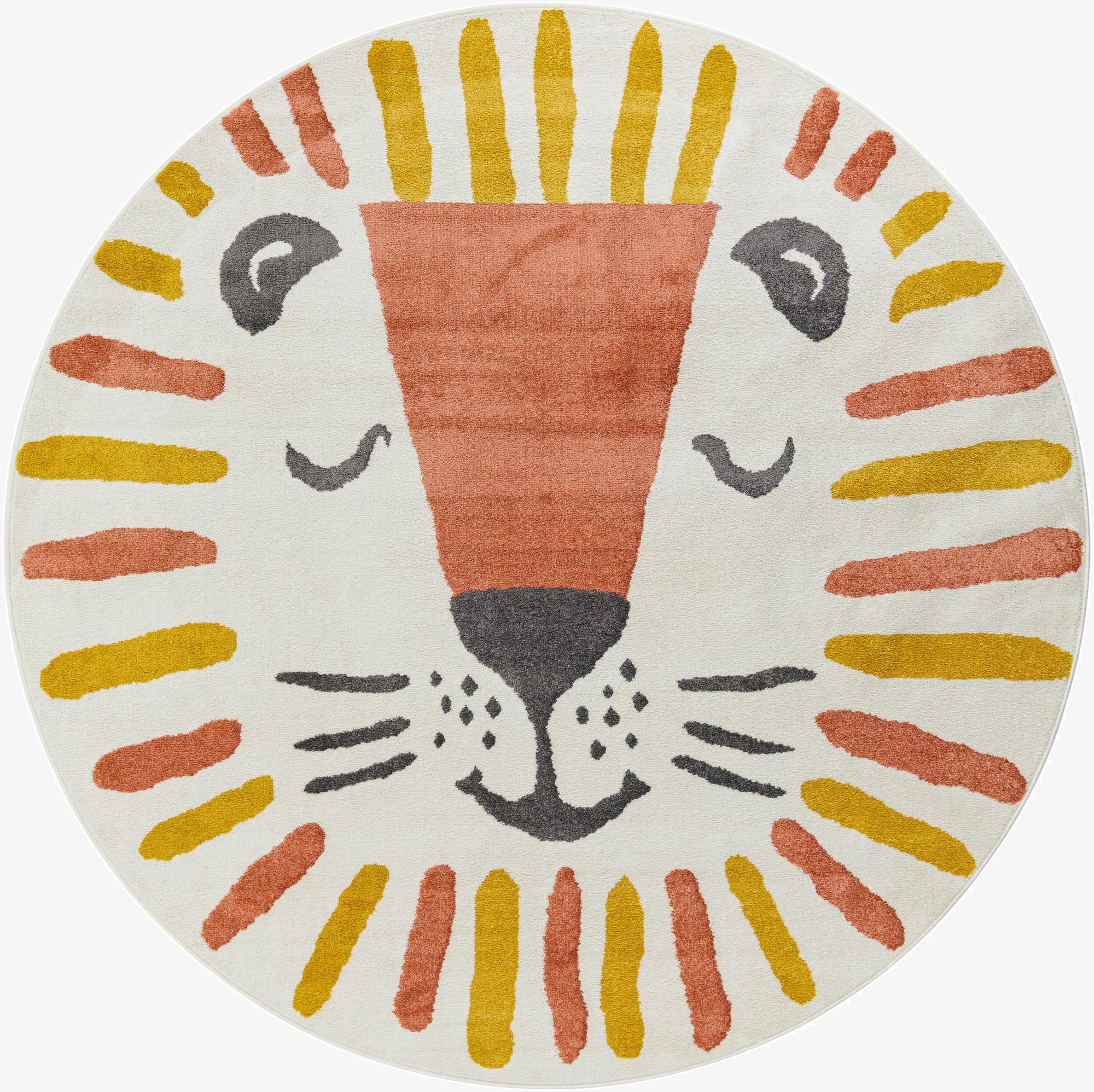  7' 10 x 7' 10 Lion Whimsy Kids Round Rug