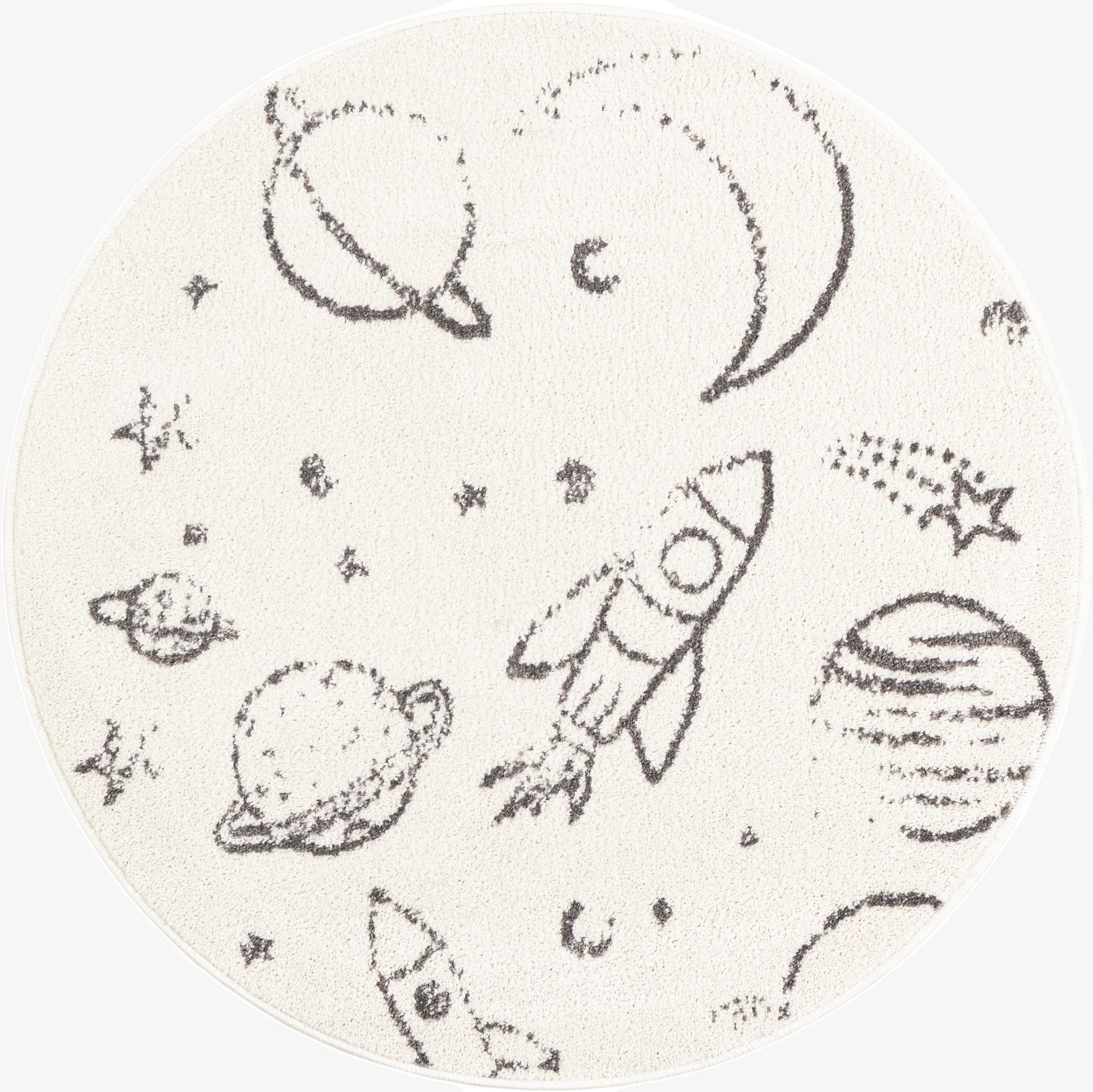  3' 3 x 3' 3 Planets Whimsy Kids Round Rug