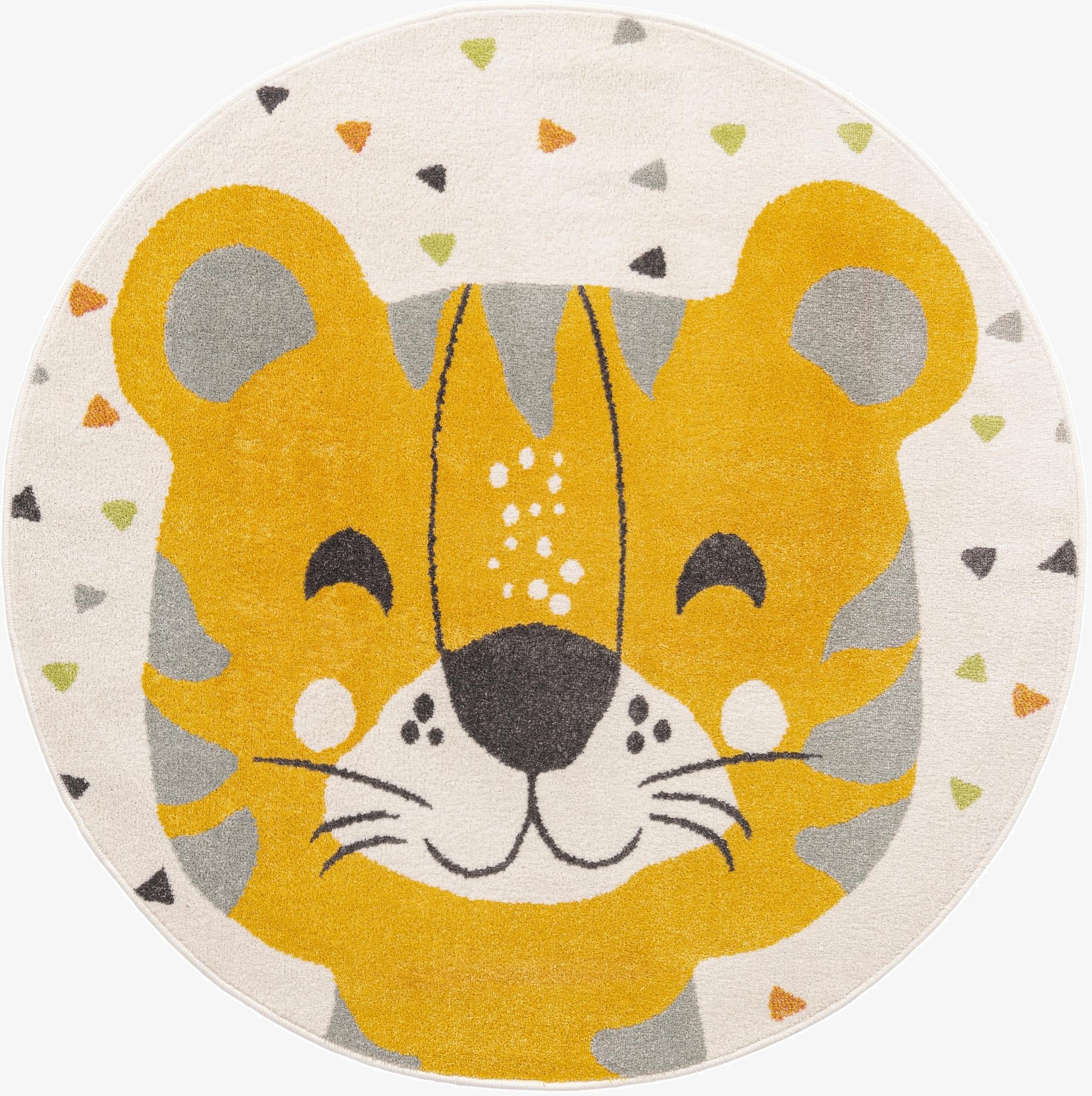  5' 3 x 5' 3 Tiger Whimsy Kids Round Rug