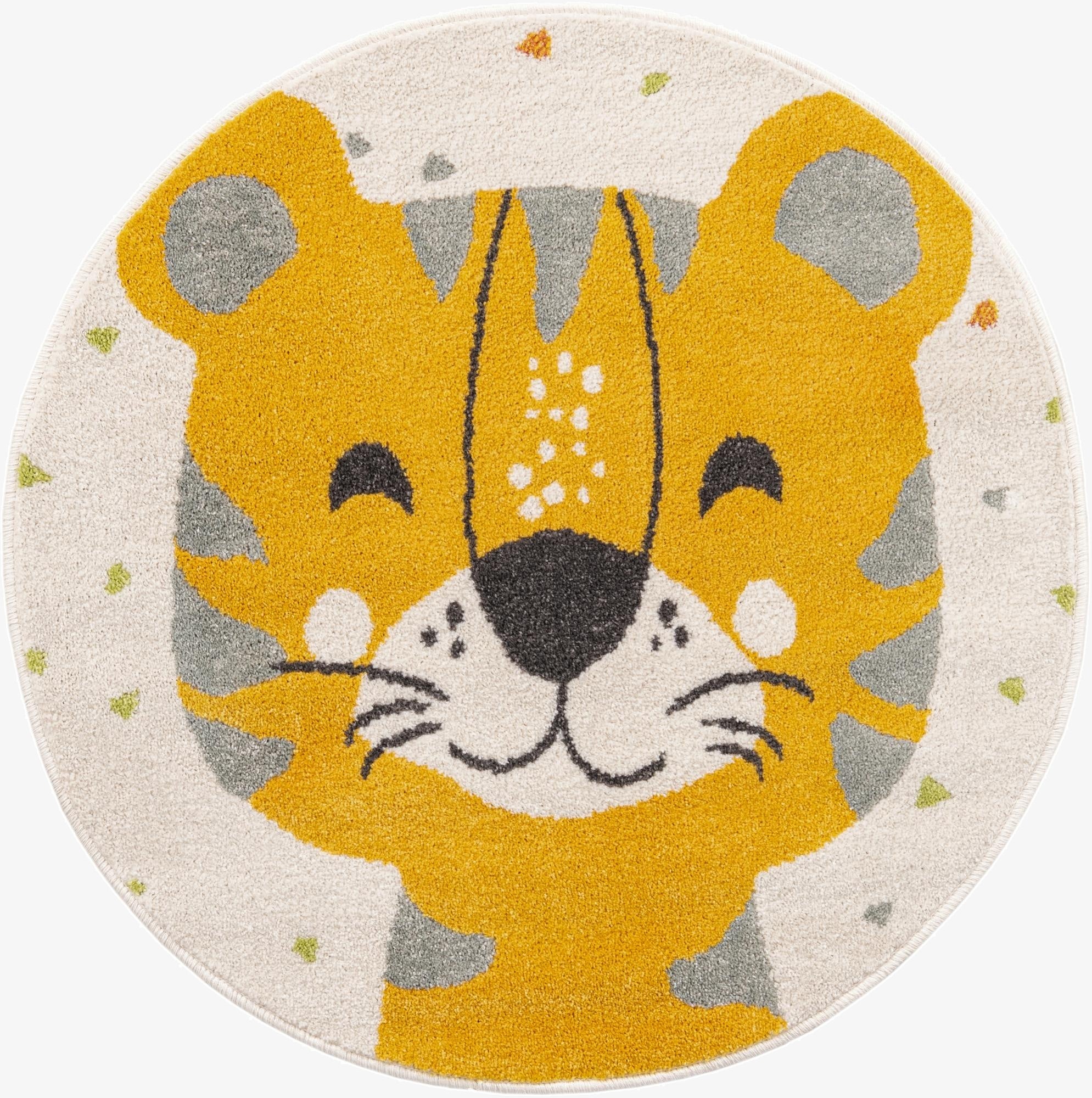  3' 3 x 3' 3 Tiger Whimsy Kids Round Rug