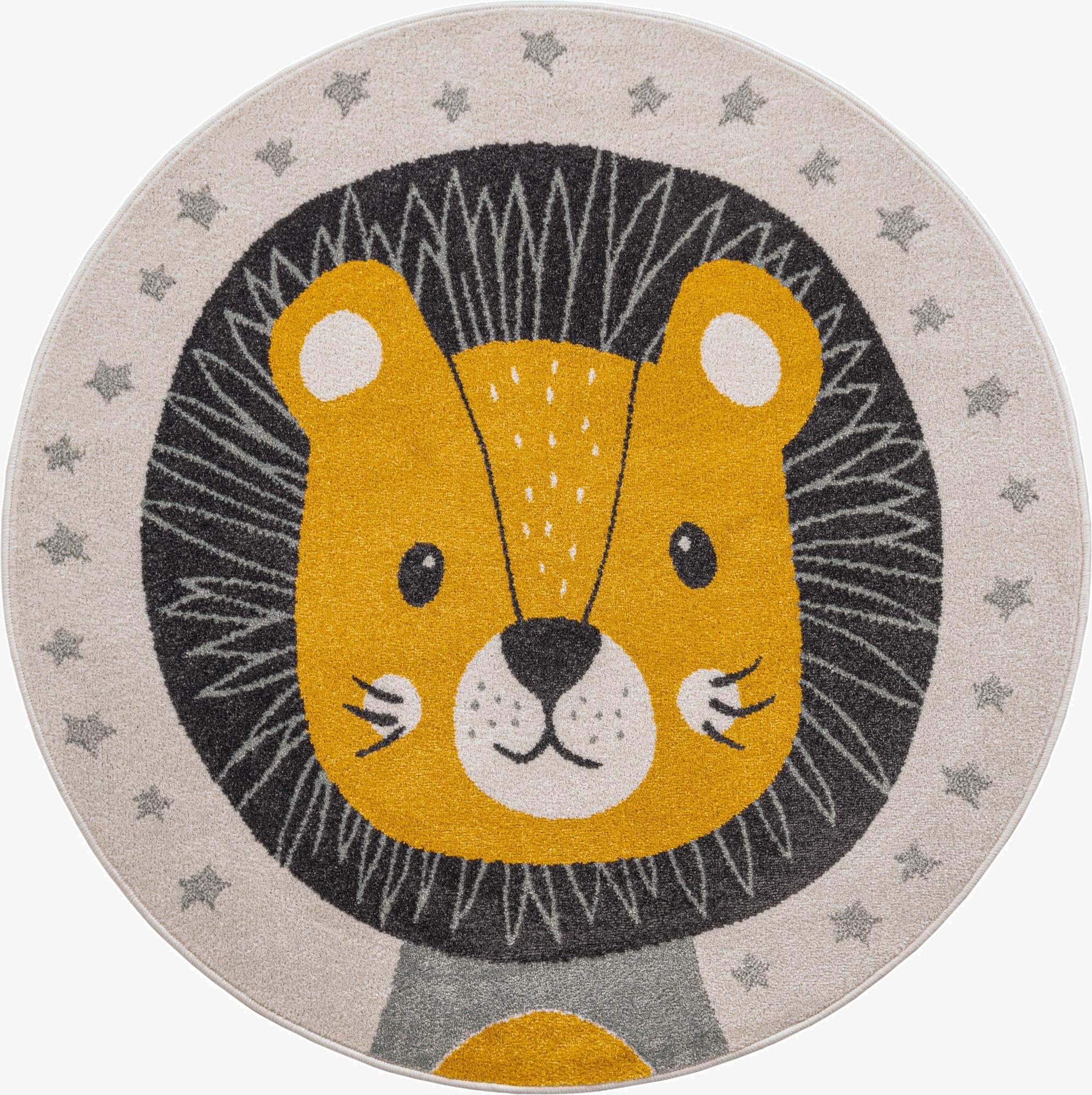  5' 3 x 5' 3 Lion Whimsy Kids Round Rug
