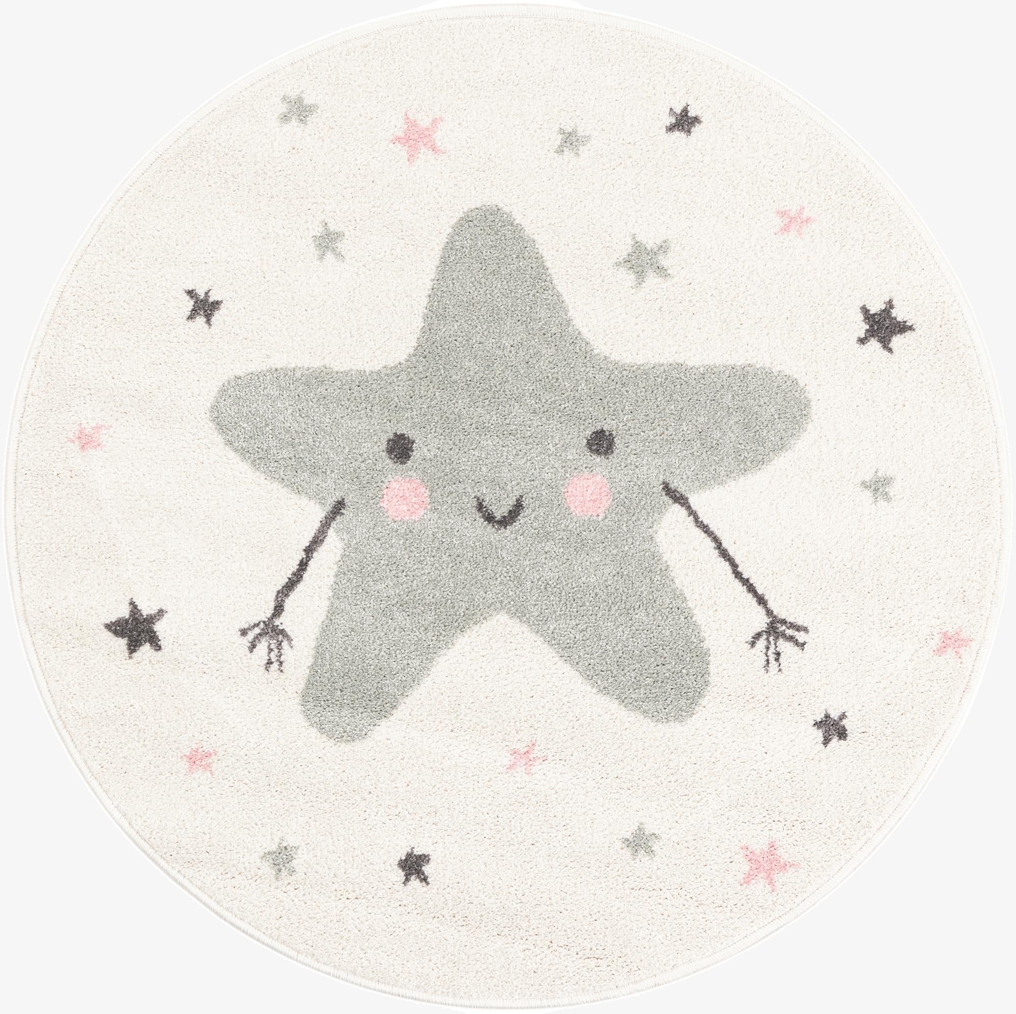  3' 3 x 3' 3 Star Whimsy Kids Round Rug