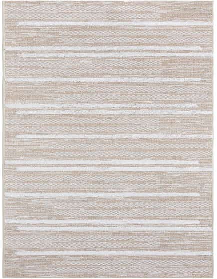 A 12 ft runner rug from the Abbey collection, featuring a modern stripe pattern in ivories, creams, and whites.
