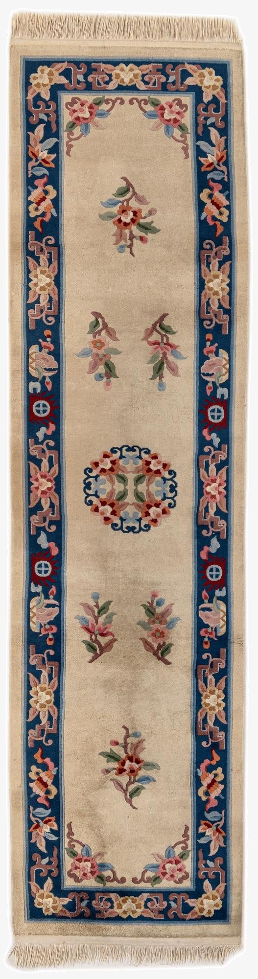  2' 4 x 9' 7  Hand Woven Antique Finish Wool Runner Rug