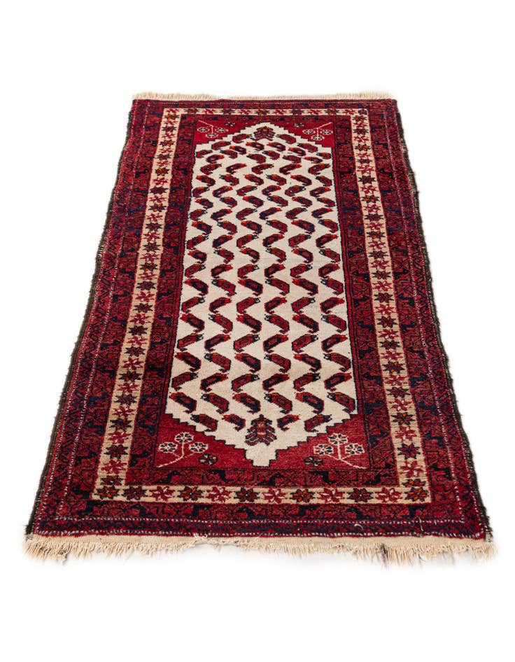 Detail image of  2' 1 x 4'  Hand Knotted Balouch Persian Wool Runner Rug