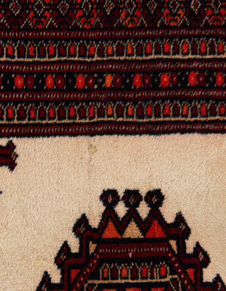 Detail image of  3' 4 x 9' 3  Hand Knotted Bokhara Oriental Wool Runner Rug