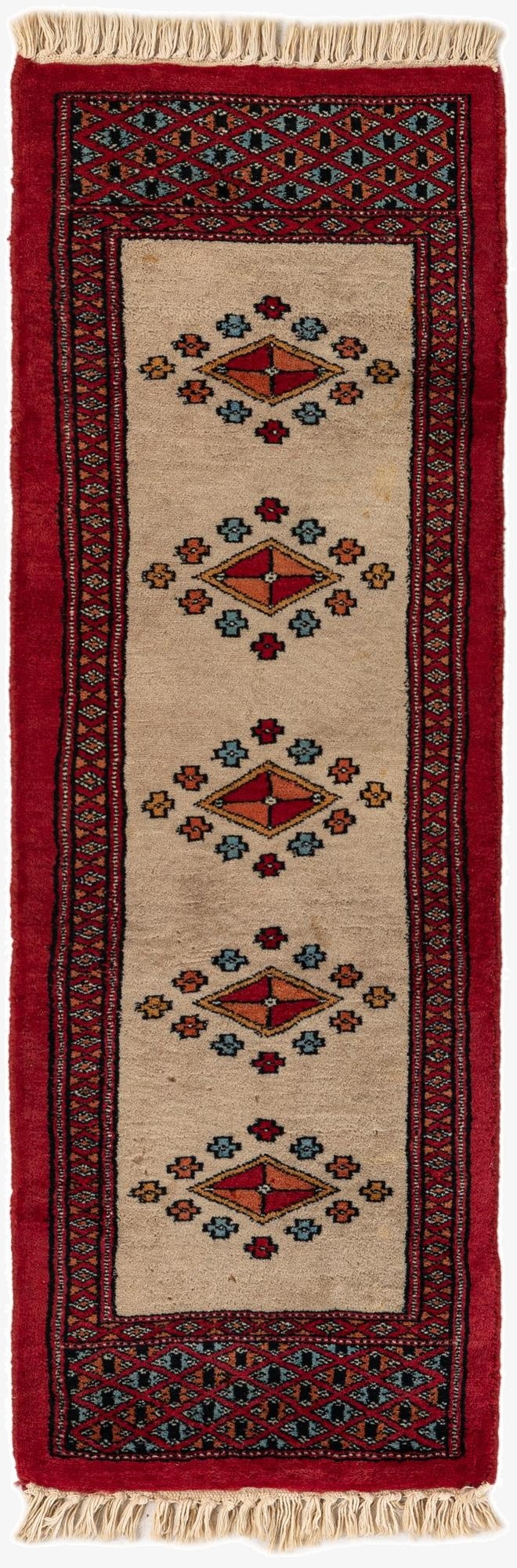  1' 1 x 3' 4  Hand Knotted Bokhara Oriental Wool Runner Rug