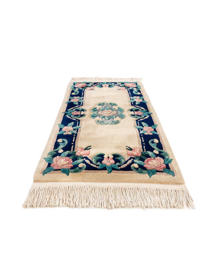 Detail image of  2' 1 x 4' 4  Hand Knotted Carved Pekin Wool Runner Rug