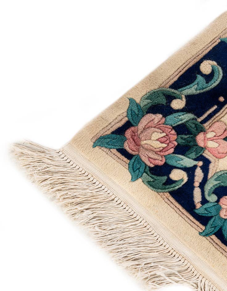 Detail image of  2' 1 x 4' 4  Hand Knotted Carved Pekin Wool Runner Rug