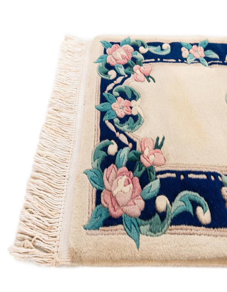 Detail image of  2' 1 x 4' 4  Hand Knotted Carved Pekin Wool Runner Rug