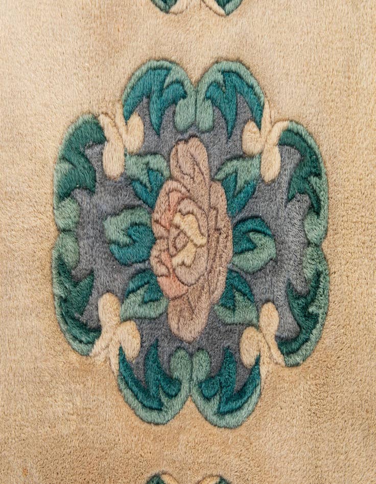 Detail image of  2' 1 x 4' 4  Hand Knotted Carved Pekin Wool Runner Rug