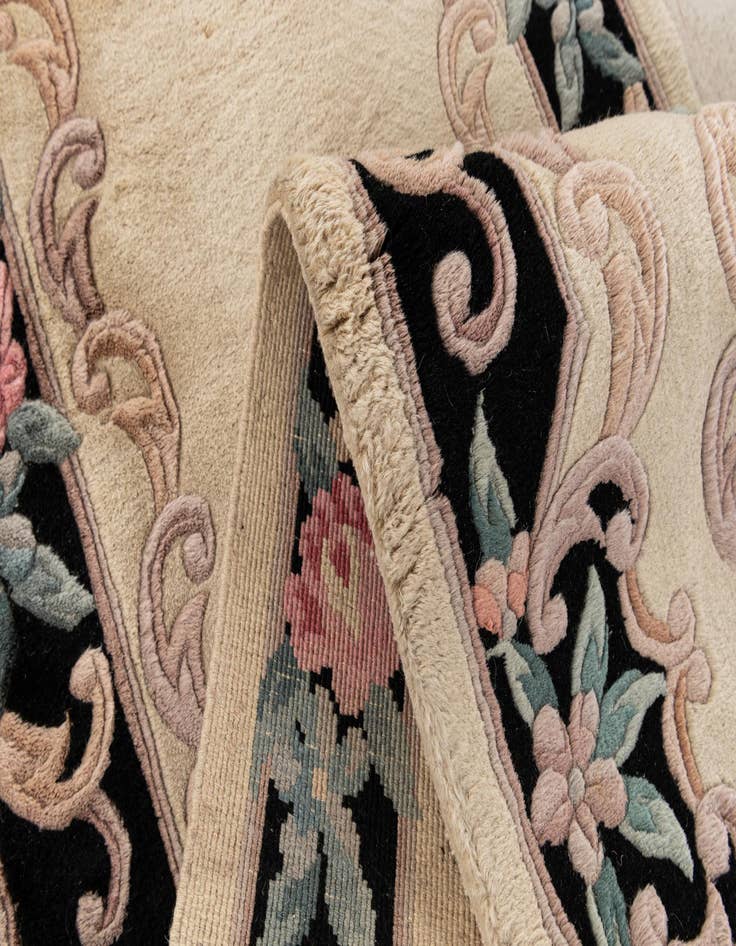 Detail image of  2' 4 x 10' 3  Hand Knotted Carved Pekin Wool Runner Rug