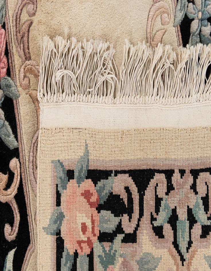 Detail image of  2' 4 x 10' 3  Hand Knotted Carved Pekin Wool Runner Rug