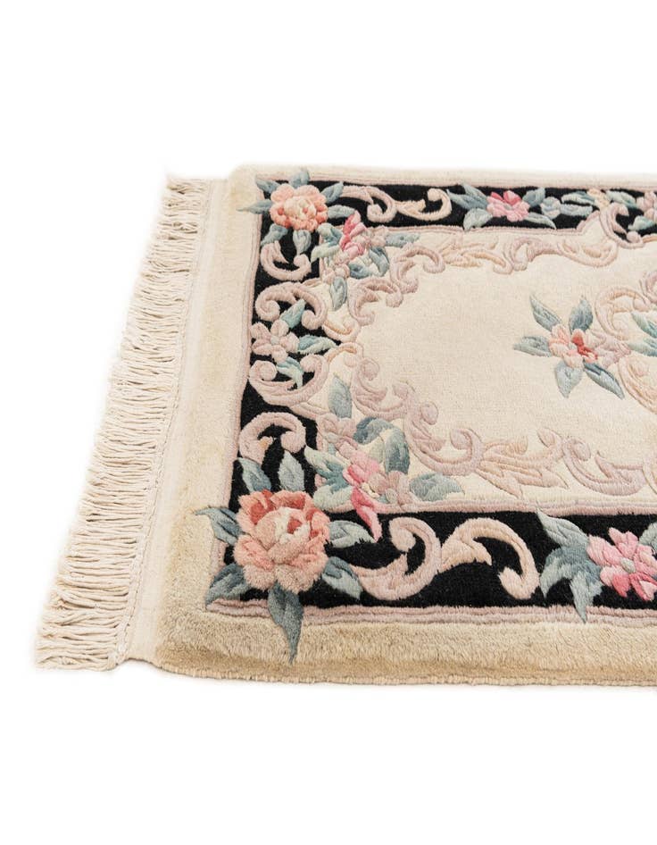 Detail image of  2' 4 x 10' 3  Hand Knotted Carved Pekin Wool Runner Rug