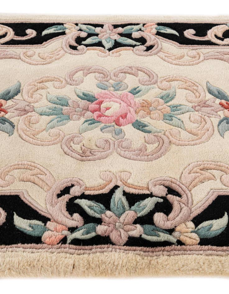 Detail image of  2' 4 x 10' 3  Hand Knotted Carved Pekin Wool Runner Rug