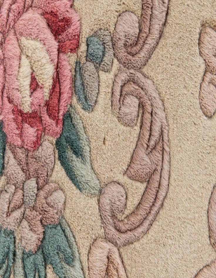 Detail image of  2' 4 x 10' 3  Hand Knotted Carved Pekin Wool Runner Rug