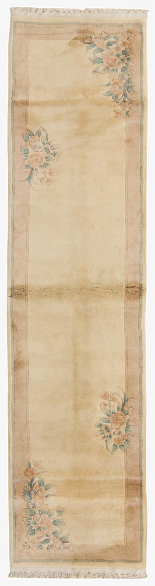  2' 10 x 10' 9  Hand Knotted Carved Pekin Wool Runner Rug