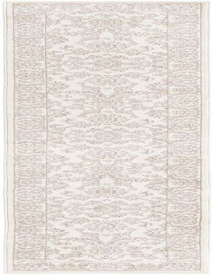 A 10 ft runner rug in ivory and cream with a subtle traditional floral and oriental pattern, ideal for hallways.