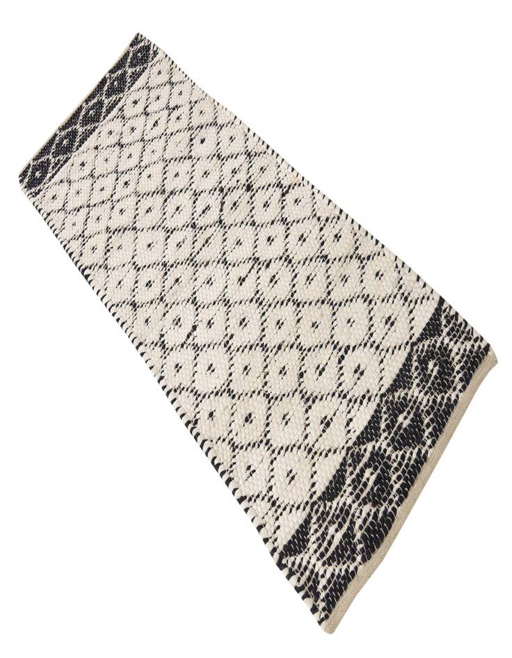 Detail image of  2' 2 x 6' 1  Hand Woven Chindi Trellis Runner Rug