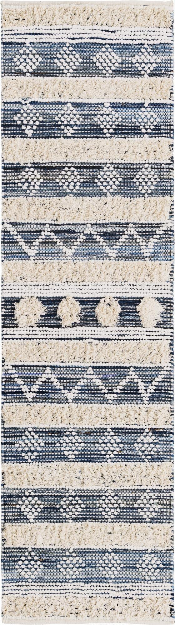  2' 7 x 10'  Hand Woven Cotton Chindi Runner Rug